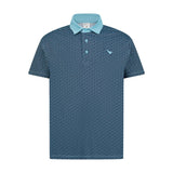 Aguila Golf Moderno Teal Wave Micro-Print Polo Shirt