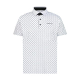 Aguila Golf Moderno White Golf Cart Micro-Print Polo Shirt