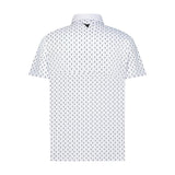 Aguila Golf Moderno White Golf Cart Micro-Print Polo Shirt
