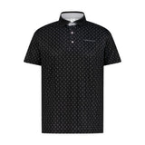 Aguila Golf Moderno Black Golf Tee Micro-Print Performance Polo Shirt