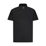 Aguila Golf Moderno Black Golf Tee Micro-Print Performance Polo Shirt