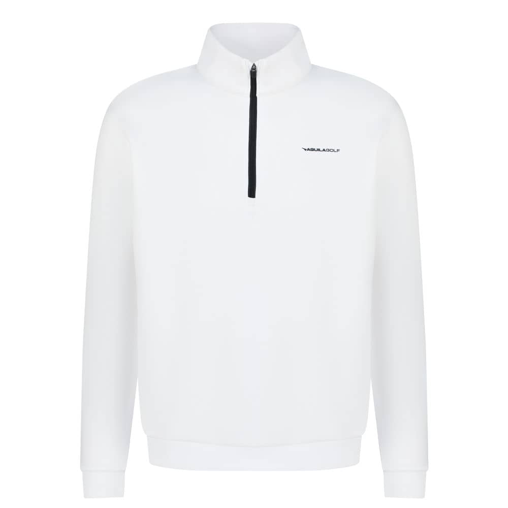 Aguila Golf Men's Pullover – White Half-Zip Long-Sleeve Fit

