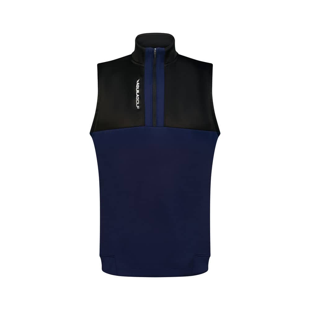 Aguila Golf Sleeveless Half-Zip Vest – Navy Blue & Black Design