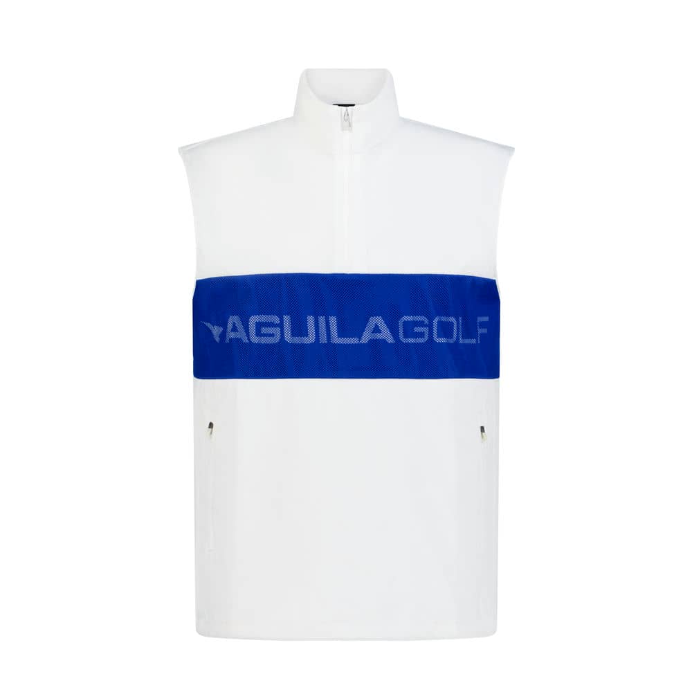 Aguila Golf Sleeveless Vest – White & Blue Quarter-Zip Fit