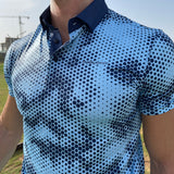 Moderno Pixel Comb Teal Men’s Golf Polo