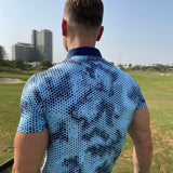 Moderno Pixel Comb Teal Men’s Golf Polo