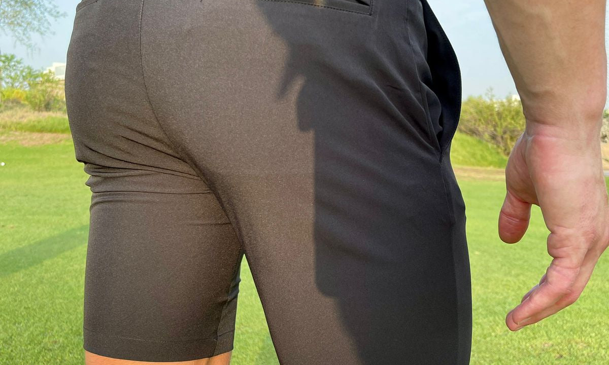 Men's black golf shorts