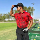 Moderno Pixel Comb Red Men’s Golf Polo