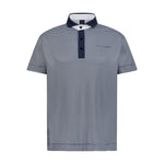 AGUILA GOLF men’s striped performance polo shirt with navy contrast collar and moisture-wicking fabric