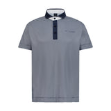 AGUILA GOLF men’s striped performance polo shirt with navy contrast collar and moisture-wicking fabric