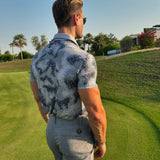 Moderno Pixel Comb Light Grey Men’s Golf Polo